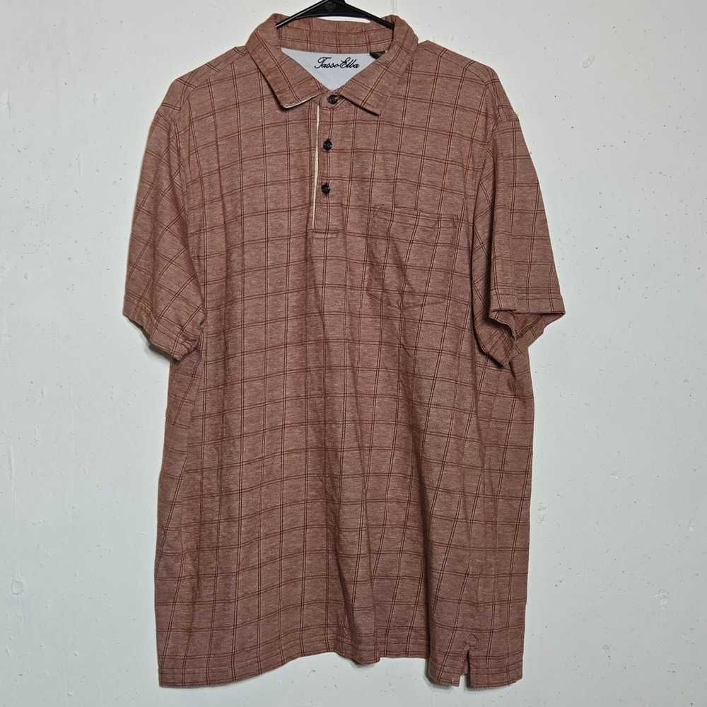 Tasso Elba Mens Short Sleeve Polo Shirt XXL Terracotta Preppy Career Business